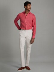Reiss Coral Ruban Linen Button-Through Shirt - Image 1 of 6