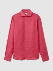 Reiss Coral Ruban Linen Button-Through Shirt - Image 2 of 6