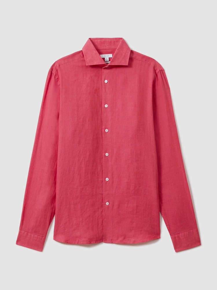 Reiss Coral Ruban Linen Button-Through Shirt - Image 2 of 6