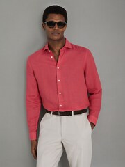 Reiss Coral Ruban Linen Button-Through Shirt - Image 3 of 6