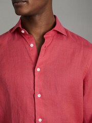 Reiss Coral Ruban Linen Button-Through Shirt - Image 4 of 6