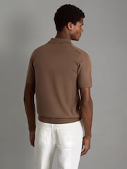 Reiss Pecan Brown Blackhall Merino Wool Half-Zip Funnel Neck Jumper - Image 5 of 7