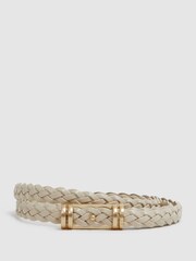 Reiss Cream Lara Thin Leather Belt - Image 1 of 5