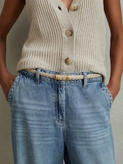 Reiss Cream Lara Thin Leather Belt - Image 2 of 5