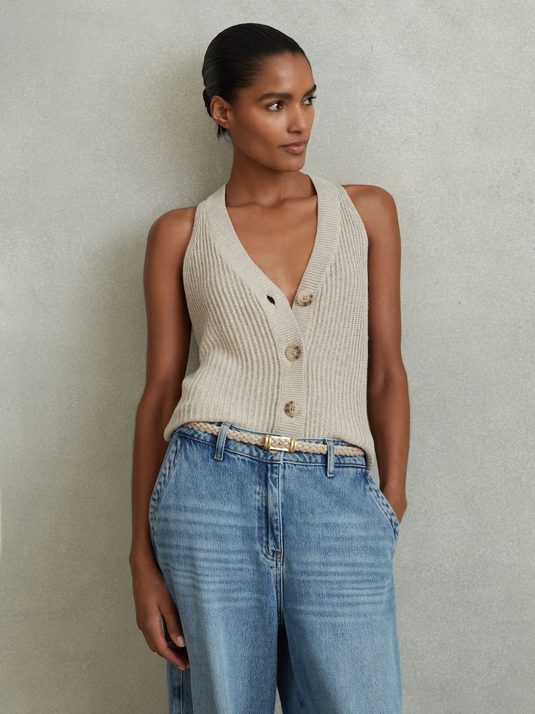 Reiss Cream Lara Thin Leather Belt - Image 5 of 5
