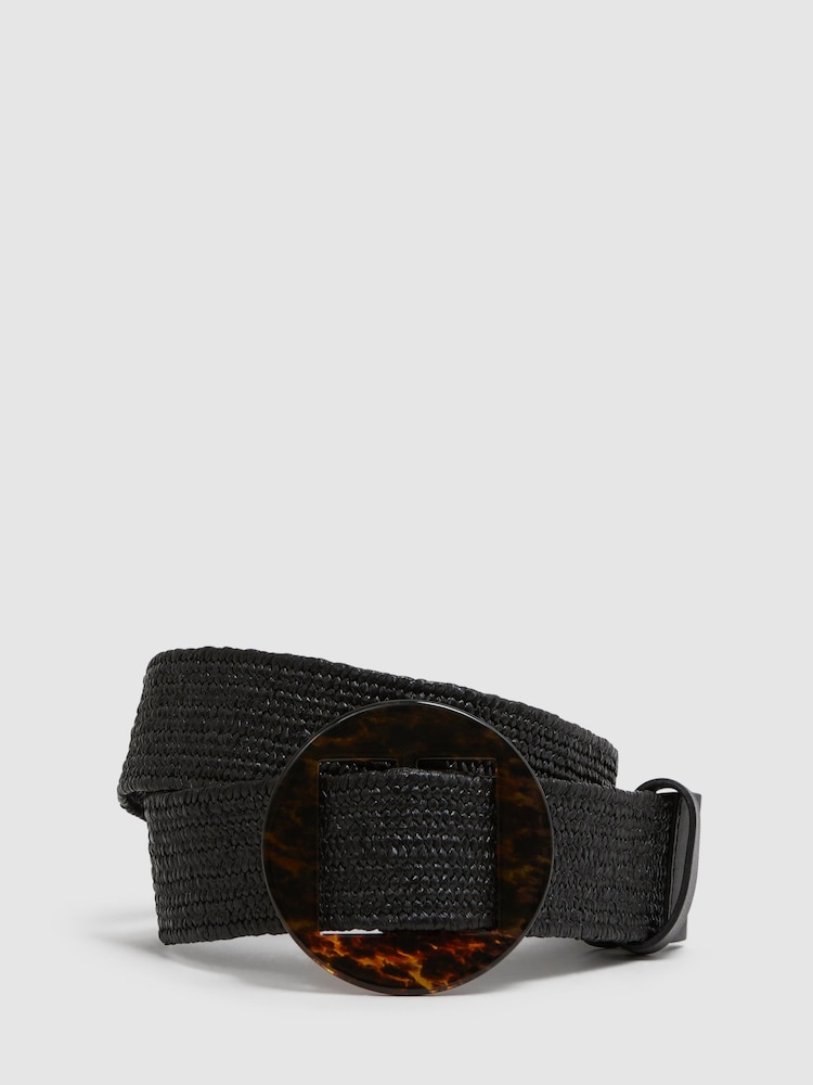 Reiss Black Rachel Elasticated Woven Belt - Image 1 of 4 Reiss Black Rachel Elasticated Woven Belt - Image 1 of 4