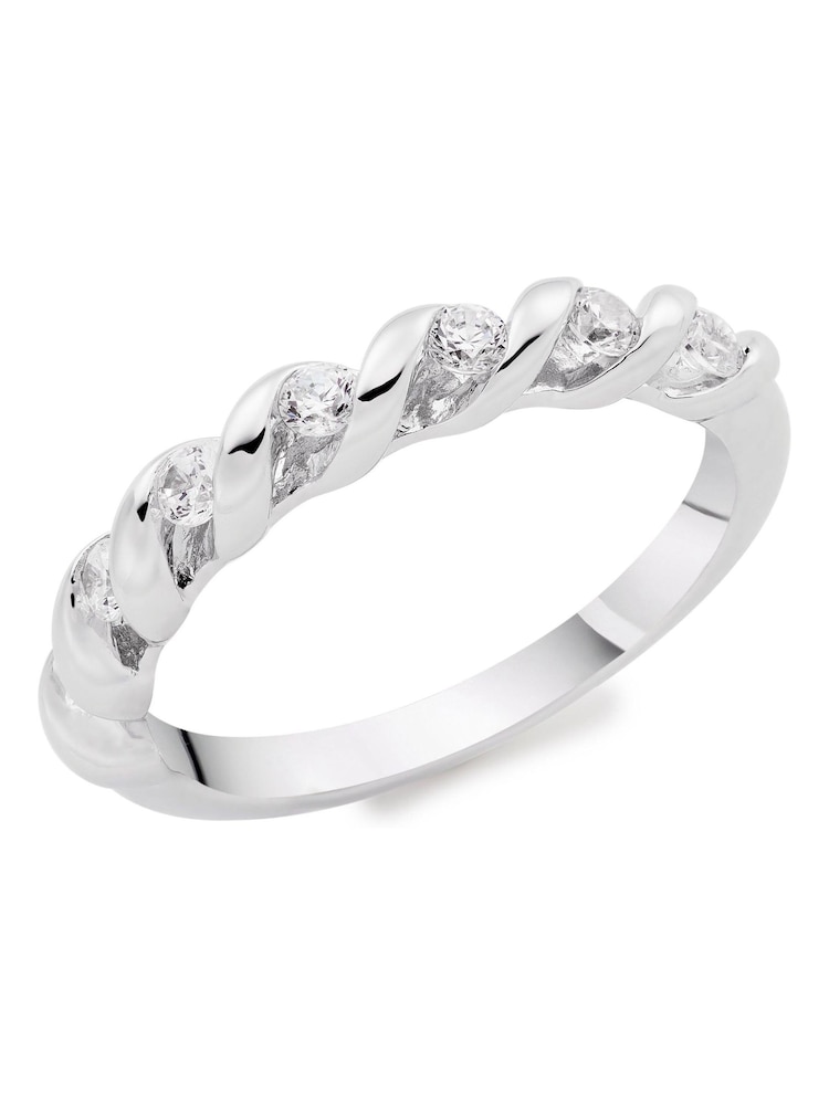 Beaverbrooks Sterling Silver Cubic Zirconia Twist Ring - Image 1 of 5