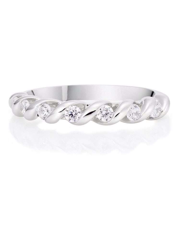 Beaverbrooks Sterling Silver Cubic Zirconia Twist Ring - Image 2 of 5