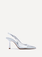Linzi Silver Shyla Perspex Sling Back Court Style Heel Sandals - Image 2 of 5
