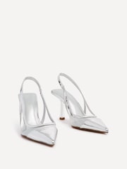Linzi Silver Shyla Perspex Sling Back Court Style Heel Sandals - Image 3 of 5