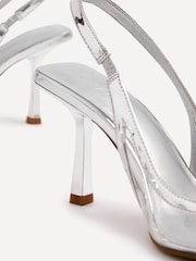 Linzi Silver Shyla Perspex Sling Back Court Style Heel Sandals - Image 5 of 5