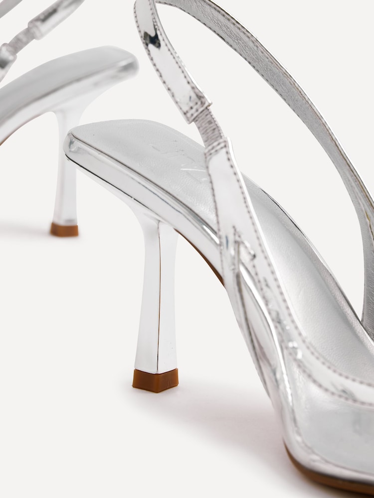 Linzi Silver Shyla Perspex Sling Back Court Style Heel Sandals - Image 5 of 5