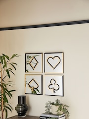 Set of 4 Gold Black Decorative Playing Card Wall Mirror - Image 3 of 5