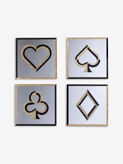 Set of 4 Gold Black Decorative Playing Card Wall Mirror - Image 4 of 5