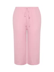 Yours Curve Pink Skinny Waist Crinkle Culottes - Image 5 of 5