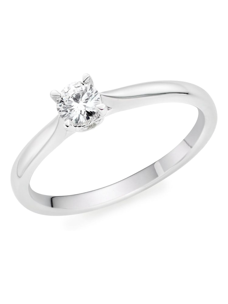Beaverbrooks 9ct White Gold Diamond Solitaire Ring - Image 1 of 4