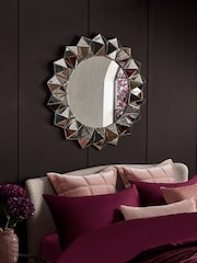 Silver Large 3D Sunburst Over Mantle Wall Mirror - Image 2 of 7