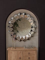 Silver Large 3D Sunburst Over Mantle Wall Mirror - Image 3 of 7