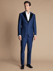 Charles Tyrwhitt Blue Slim Fit Peak Lapel Dinner Suit: Jacket - Image 4 of 5
