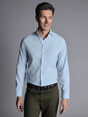 Charles Tyrwhitt Blue Non-Iron Stretch Twill Slim Fit Shirt - Image 1 of 6
