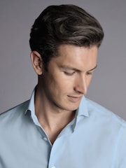 Charles Tyrwhitt Blue Non-Iron Stretch Twill Slim Fit Shirt - Image 3 of 6