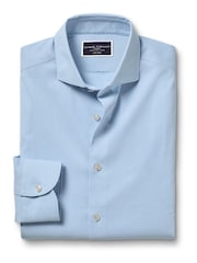 Charles Tyrwhitt Blue Non-Iron Stretch Twill Slim Fit Shirt - Image 4 of 6