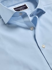 Charles Tyrwhitt Blue Non-Iron Stretch Twill Slim Fit Shirt - Image 5 of 6