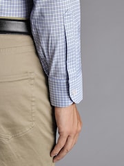 Charles Tyrwhitt Blue Grid Check Non-iron Stretch Twill Slim Fit Shirt - Image 3 of 5