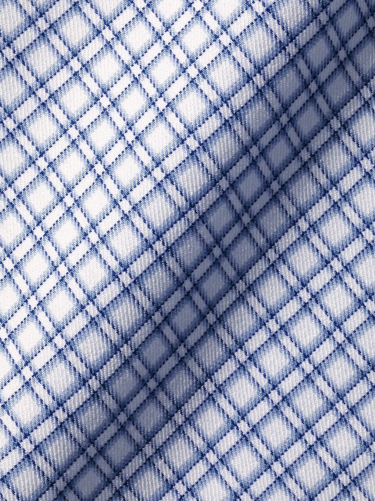 Charles Tyrwhitt Blue Grid Check Non-iron Stretch Twill Slim Fit Shirt - Image 5 of 5
