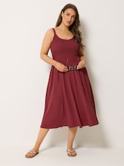 Yours Curve Red Shirred Sundress - Image 1 of 5