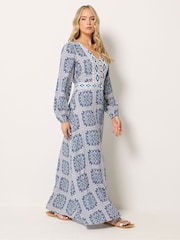 Long Tall Sally Blue Long Sleeve Button Maxi Dress - Image 2 of 5