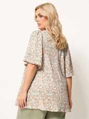Yours Curve Yellow Pleated Front Swing Top - Image 2 of 5