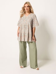 Yours Curve Yellow Pleated Front Swing Top - Image 3 of 5
