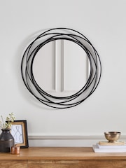 Black Contemporary Wire 60cm Wall Mirror - Image 1 of 3