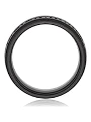Beaverbrooks Mens Platinum and Zirconium Diamond Wedding Black Ring - Image 2 of 4