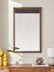 Dark Wood N. Premium Bobbin Over Mantle Wall Mirror - Image 1 of 6