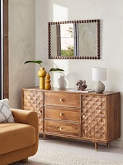Dark Wood N. Premium Bobbin Over Mantle Wall Mirror - Image 2 of 6