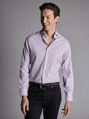 Charles Tyrwhitt Purple Mauve Grid Check Non-iron Stretch Twill Slim Fit Shirt - Image 1 of 5