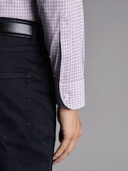 Charles Tyrwhitt Purple Mauve Grid Check Non-iron Stretch Twill Slim Fit Shirt - Image 3 of 5