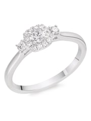 Beaverbrooks 9ct Silver Tone Diamond Halo Ring - Image 1 of 4