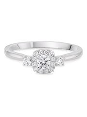 Beaverbrooks 9ct Silver Tone Diamond Halo Ring - Image 2 of 4