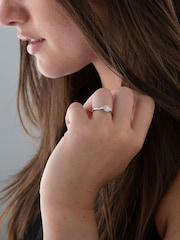 Beaverbrooks 9ct Silver Tone Diamond Halo Ring - Image 4 of 4
