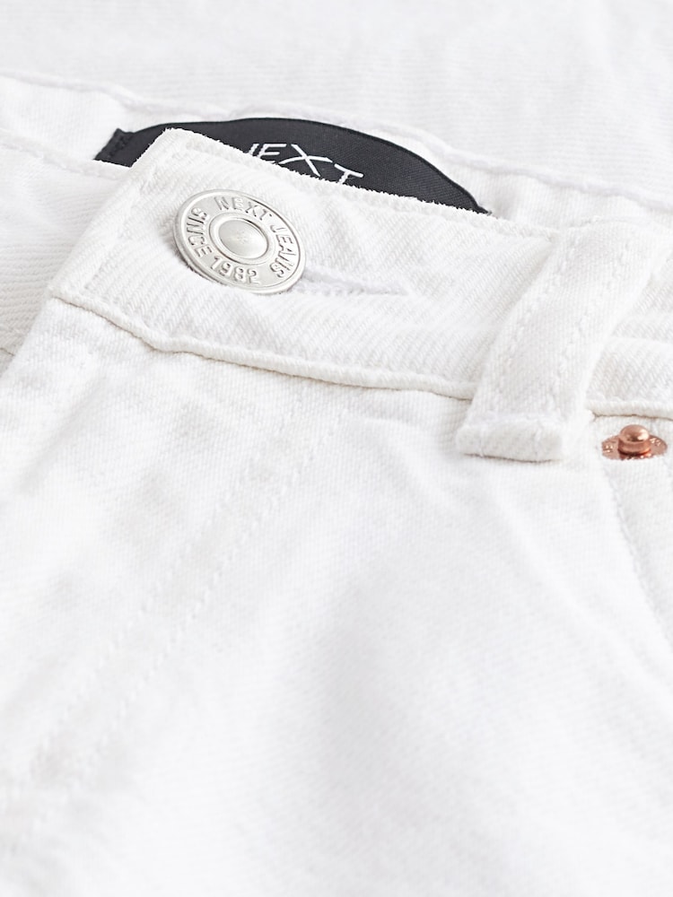 White Ripped Denim Bermuda Shorts - Image 7 of 7