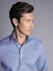 Charles Tyrwhitt Blue Cornflower Non-iron Twill Cutaway Slim Fit 100% Cotton Shirt - Image 2 of 5