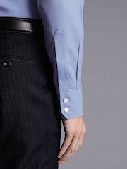 Charles Tyrwhitt Blue Cornflower Non-iron Twill Cutaway Slim Fit 100% Cotton Shirt - Image 3 of 5