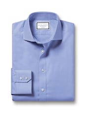 Charles Tyrwhitt Blue Cornflower Non-iron Twill Cutaway Slim Fit 100% Cotton Shirt - Image 4 of 5