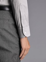 Charles Tyrwhitt Grey Grid Check Non-Iron Stretch Twill Slim Fit Shirt - Image 3 of 5