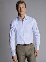 Charles Tyrwhitt Blue Cornflower Non-iron Prince Of Wales Check Slim Fit 100% Cotton Shirt - Image 1 of 5