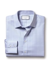 Charles Tyrwhitt Blue Cornflower Non-iron Prince Of Wales Check Slim Fit 100% Cotton Shirt - Image 4 of 5