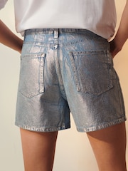 Silver 100% Cotton Denim Shorts - Image 3 of 6